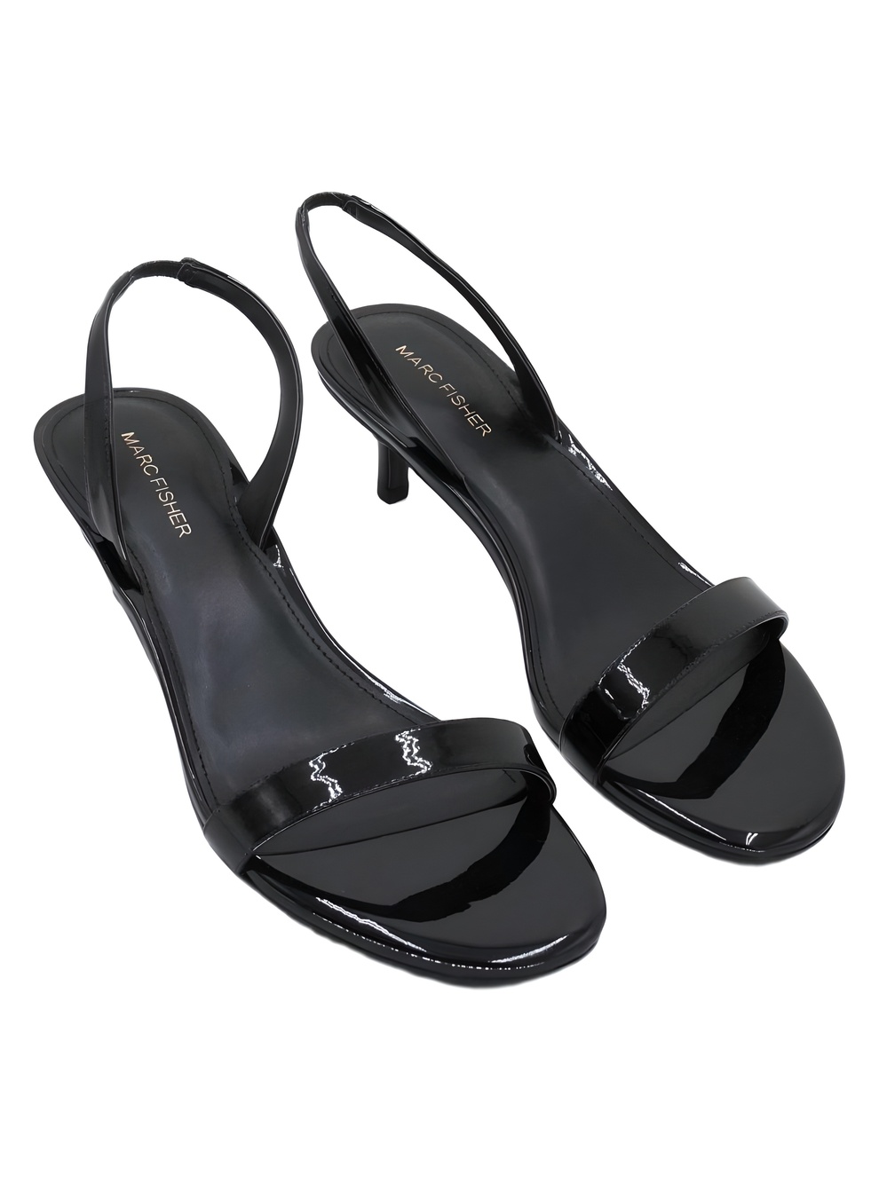 Marc Fisher Womens Salla Black Patent Slingback Sandal 2.5" Heels Size 10M